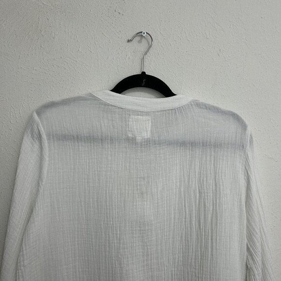 C & C California Nolan White Double Gauze Tunic Top Size M Side Splits Cotton - Picture 10 of 10